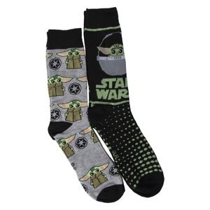 Men’s Disney Star Wars The Mandalorian The Child Grogu crew socks 2-pack NWT